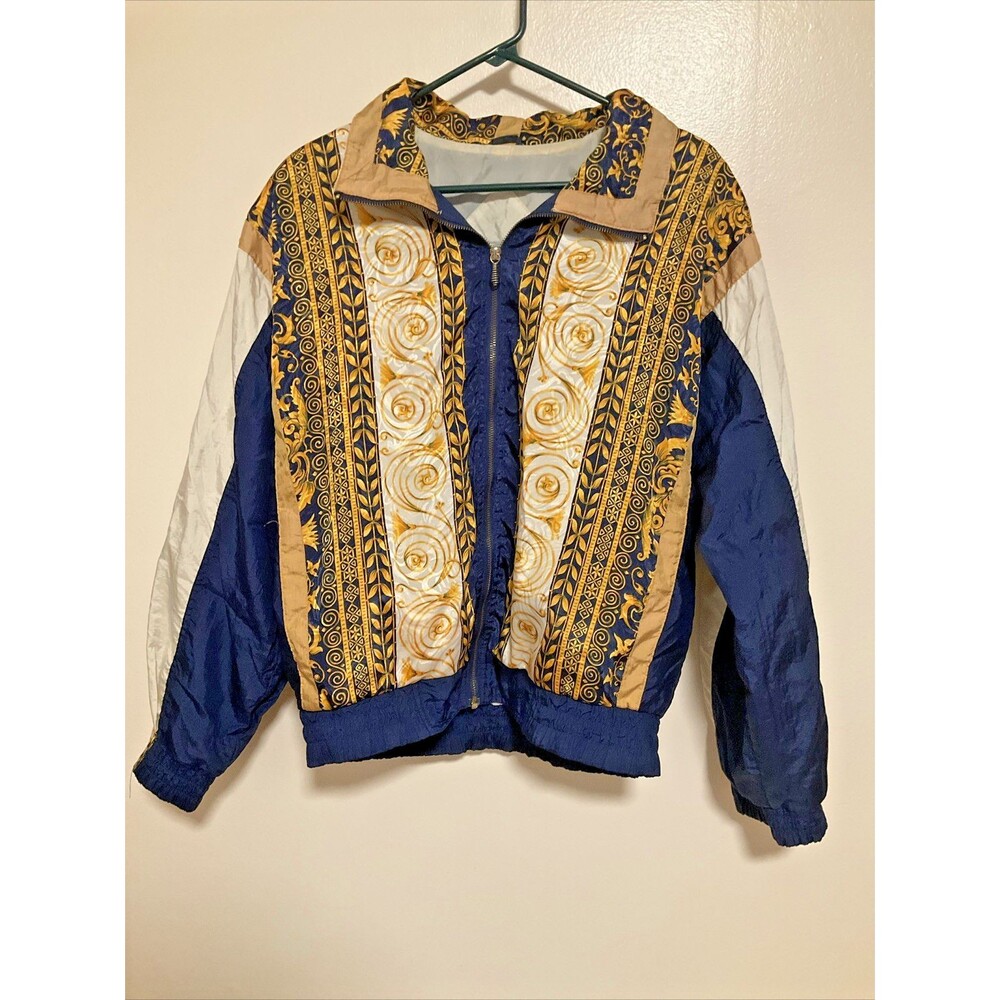 Rock Creek Women’s M Gold Blue White Vintage Bomber Track Jacket